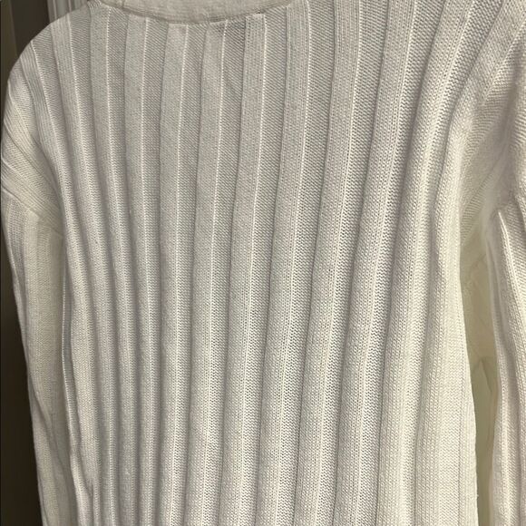 Talbots Women’s White V-Neck Ribbed Summer Cotton Linen Sweater- Large - Picture 9 of 14